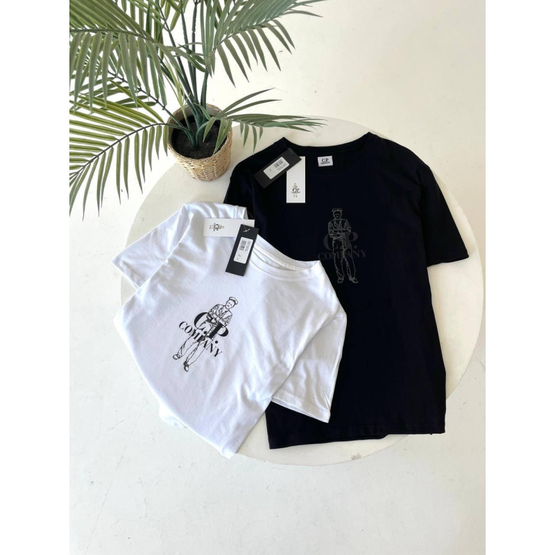 Футболка CP COMPANY у чорному кольорі чоловіча футболка Сп Компані літня спортивна бейсболка Сп біла футболка на літо C.P. Compan