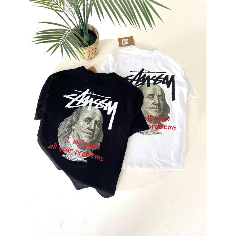 Футболка Stussy Franklin чоловіча футболка від Стуссі бейсболка чорна Стусі Франклін біла бейсболка від Stussy літня