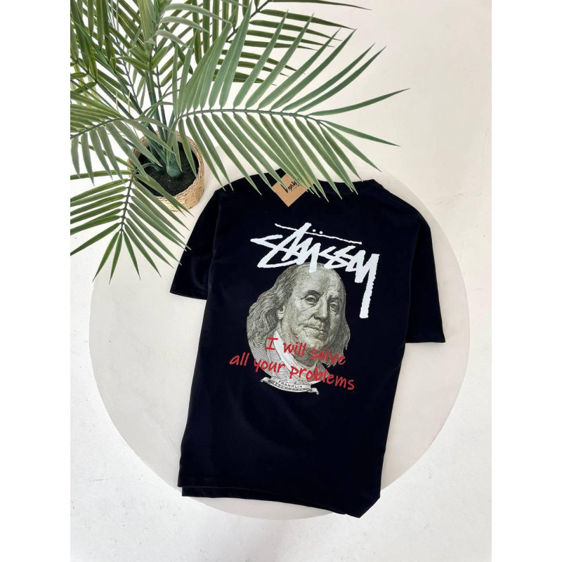 Футболка Stussy Franklin чоловіча футболка від Стуссі бейсболка чорна Стусі Франклін біла бейсболка від Stussy літня