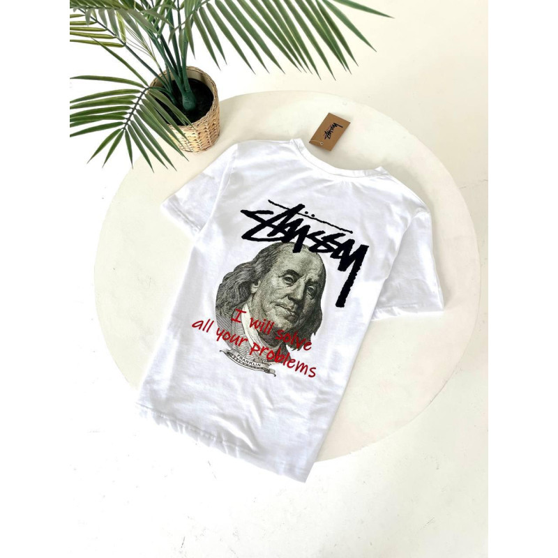 Футболка Stussy Franklin чоловіча футболка від Стуссі бейсболка чорна Стусі Франклін біла бейсболка від Stussy літня
