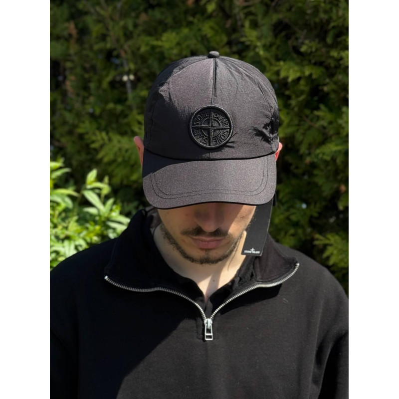 Кепка Stone Island чоловіча спортивна кепка бейсболка Стон Айленд спортивна чорна нейлонова капелюх Стон кашкет на літо кепочка