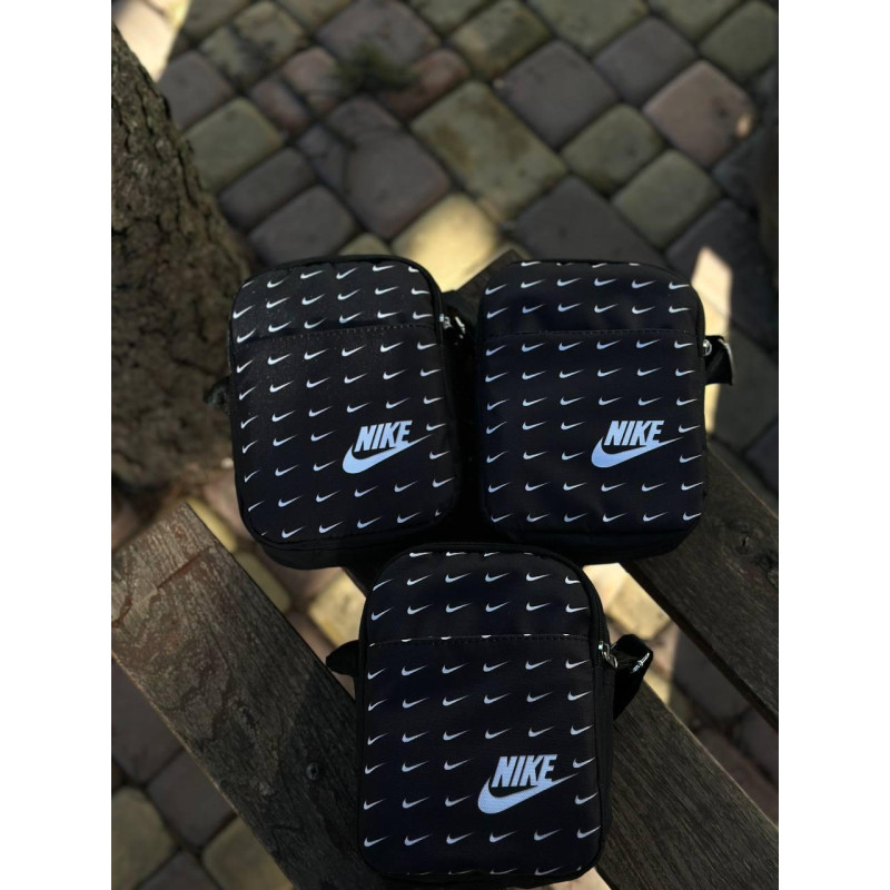 Сумка Nike Monogram чорна сумка через плече Найк Монограмна літній месенджер чоловічий від Найк спортивний месенджер через плече