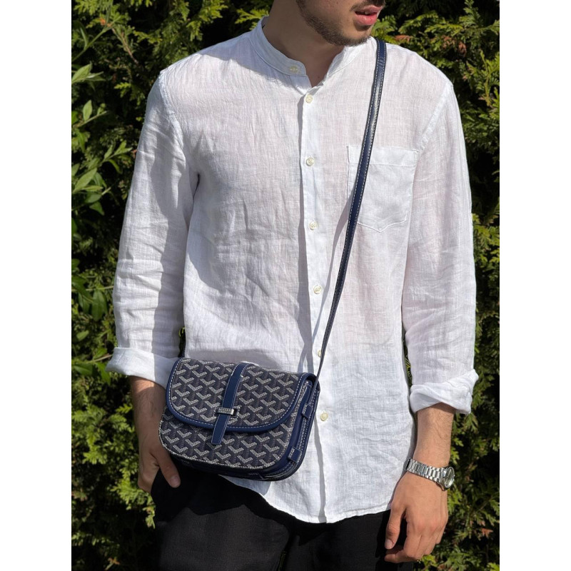 Сумка Goyard шкіряна через плече месенджер спортивний чоловічий Гоярд барсетка чорна літня з коробкою Гоярд чоловіча на літо