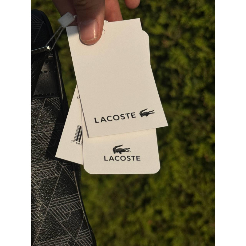 Сумка Lacoste чорна месенджер через плече сумка спортивна Лакост шкіряна барсетка Лакоста чоловіча сумка через плече