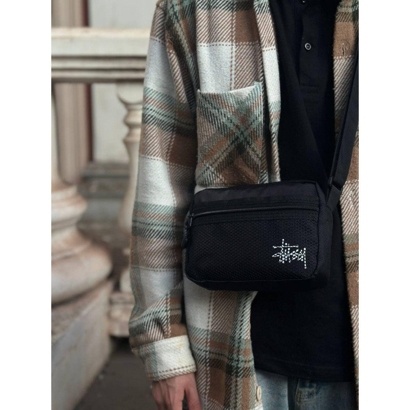 Сумка Stussy чоловіча через плече спортивна кросбоді месенджер Стуссі чоловічий чорний барсетка Стусі