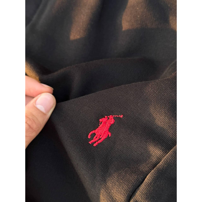 Шорти Polo Ralph Lauren чорні шорти чоловічі Поло Ральф Лоурен чорні з червоним логотипом Поло бавовна на літо літні шорти