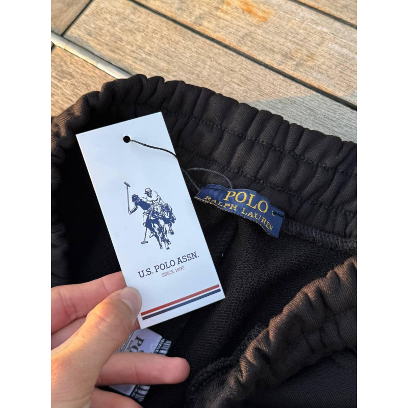 Шорти Polo Ralph Lauren чорні шорти чоловічі Поло Ральф Лоурен чорні з червоним логотипом Поло бавовна на літо літні шорти