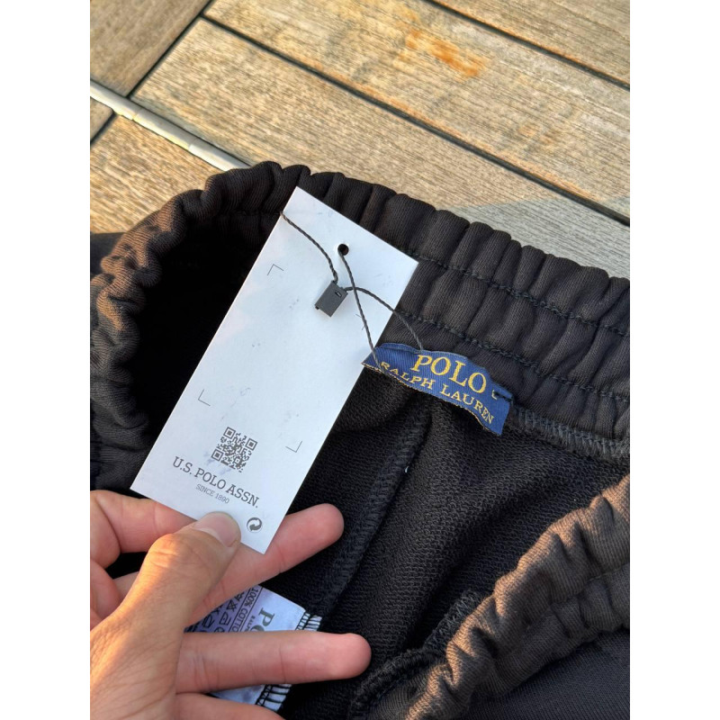 Шорти Polo Ralph Lauren чорні шорти чоловічі Поло Ральф Лоурен чорні з червоним логотипом Поло бавовна на літо літні шорти