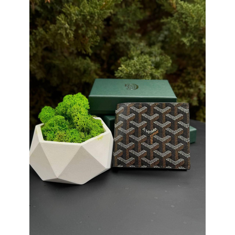 Гаманець Goyard шкіряний чоловічий гаманець спортивний Гоярд літній чорний портмоне Гоярд