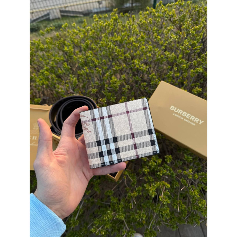 Набір подарунковий Burberry ремінь та гаманець Барбері в комплекті подарунковий набір на день народження від Барбері шкіряний ремі