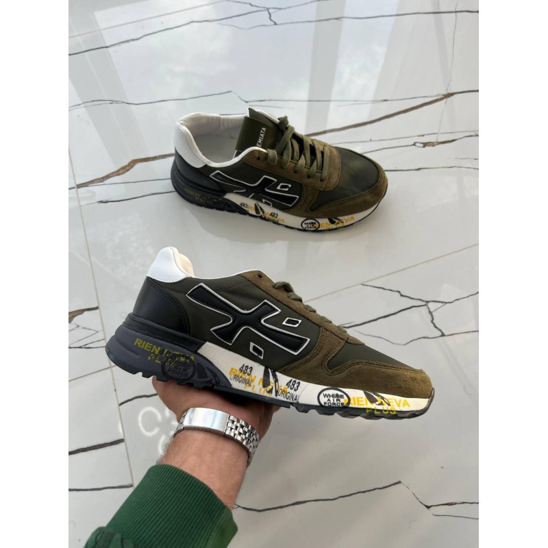 Кросівки Premiata Triple Black чоловічі спортивні шкіряні кросівки Преміату чоловічі чорні літні кросівки стильні Олд Мані
