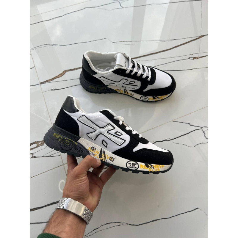 Кросівки Premiata Triple Black чоловічі спортивні шкіряні кросівки Преміату чоловічі чорні літні кросівки стильні Олд Мані