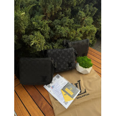 Сумка Louis Vuitton барсетка через плече чоловіча спортивна сумка Лв чорна шкіряна Луї Віттон месенджер LV через плече