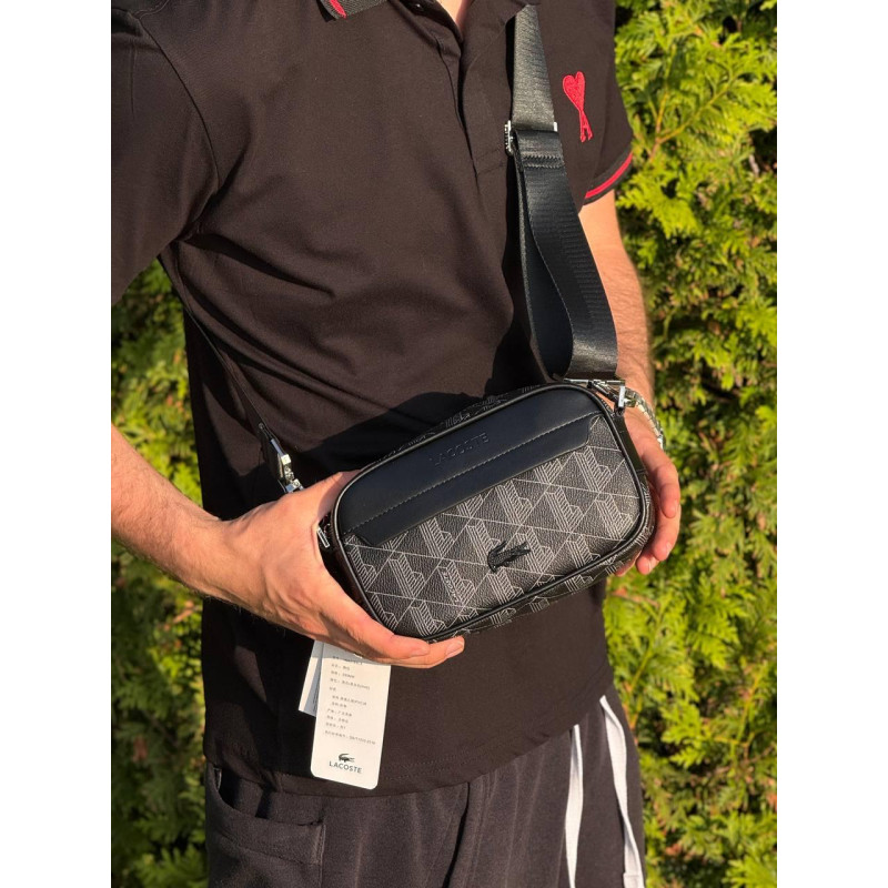 Сумка Lacoste через плече шкіряна сумка чоловіча лакост спортивна месенджер через плече Лакоста барсетка літня