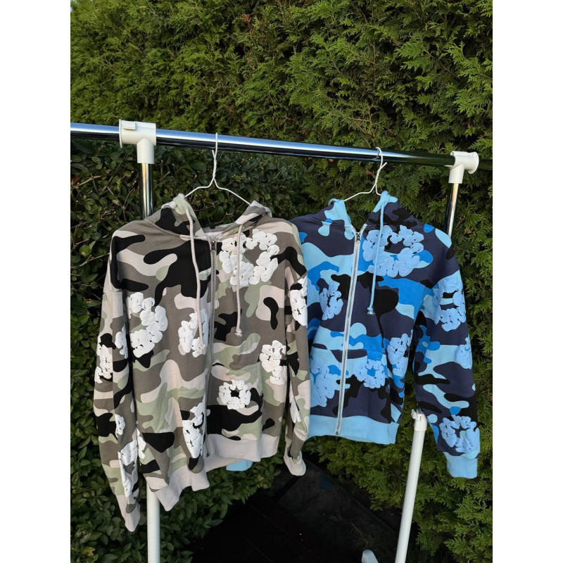 Зіп-Худі Denim Tears Біла кофта Денім Тірс сіпка Denim Tears x Bape чоловіча сіпка Бейп синя спортивна