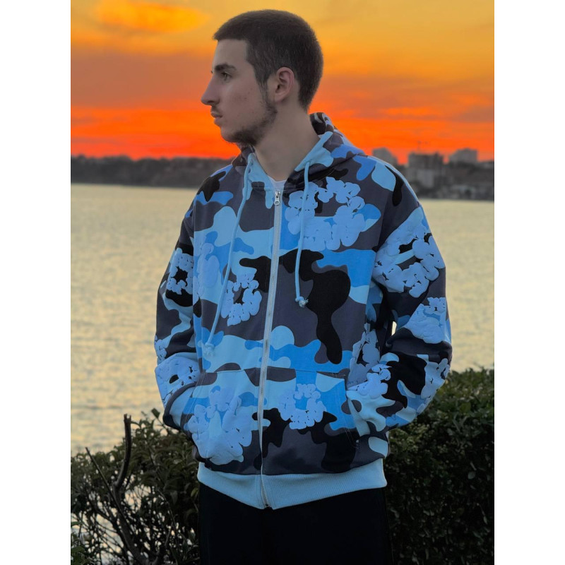 Зіп-Худі Denim Tears Біла кофта Денім Тірс сіпка Denim Tears x Bape чоловіча сіпка Бейп синя спортивна