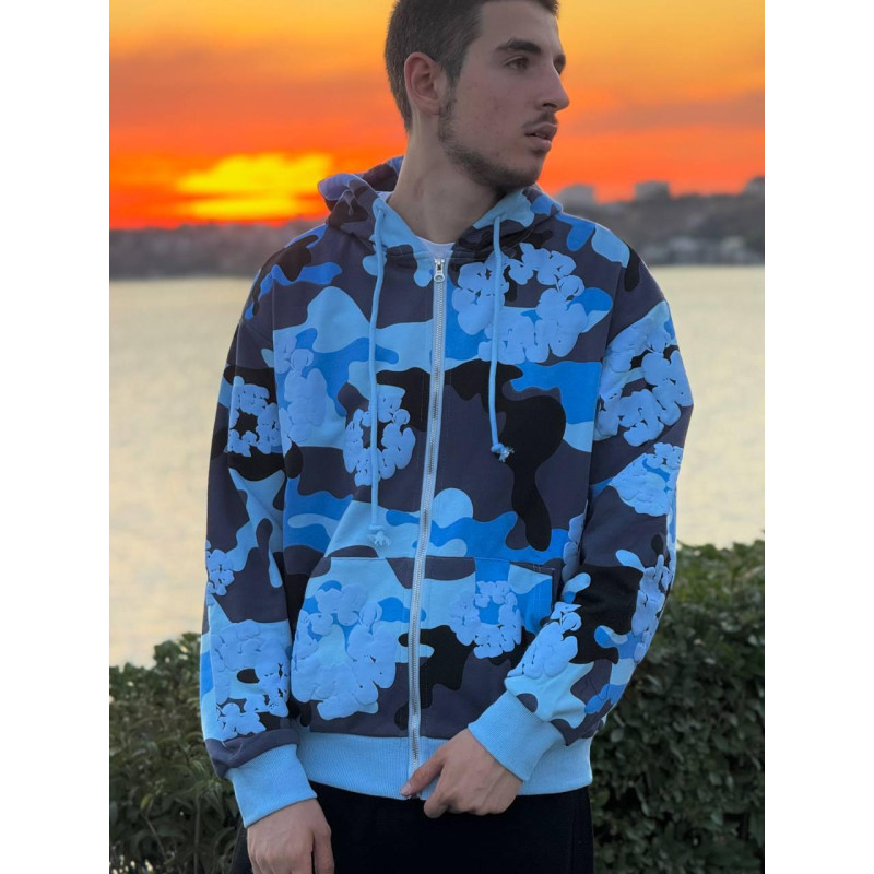 Зіп-Худі Denim Tears Біла кофта Денім Тірс сіпка Denim Tears x Bape чоловіча сіпка Бейп синя спортивна