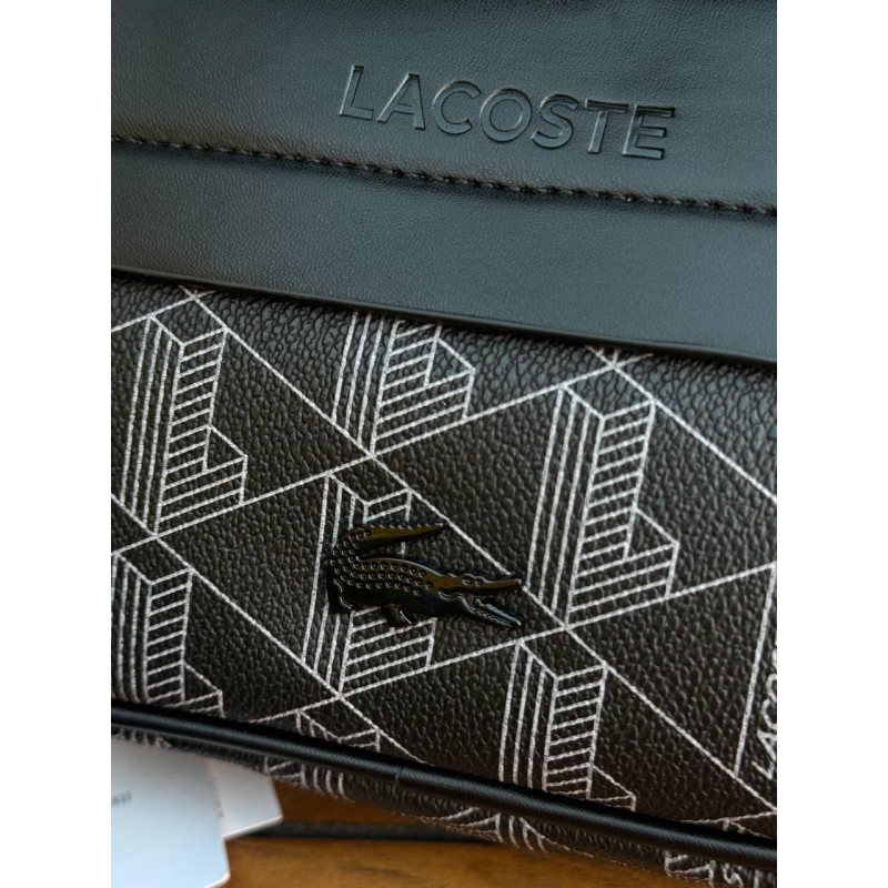 Сумка Lacoste через плече шкіряна зелена сумка чоловіча лакост спортивна зелена месенджер через плече Лакоста літня барсетка Су
