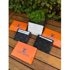 Візитниця LV чоловіча чорна шкіряна візитниця кардхолдер Louis Vuitton біла Лв гаманець Луї Вітон для карток