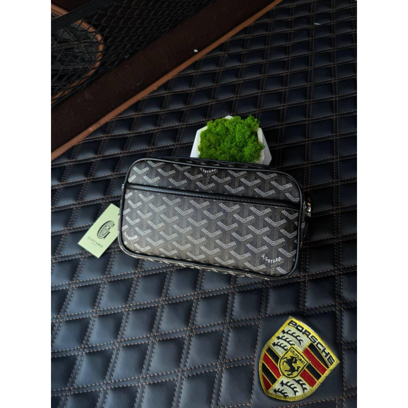 Сумка Goyard черная мужская сумка Гоярд через плечо кожаная барсетка Гоярд месенджер мужской Гоярд Париж кросбоди