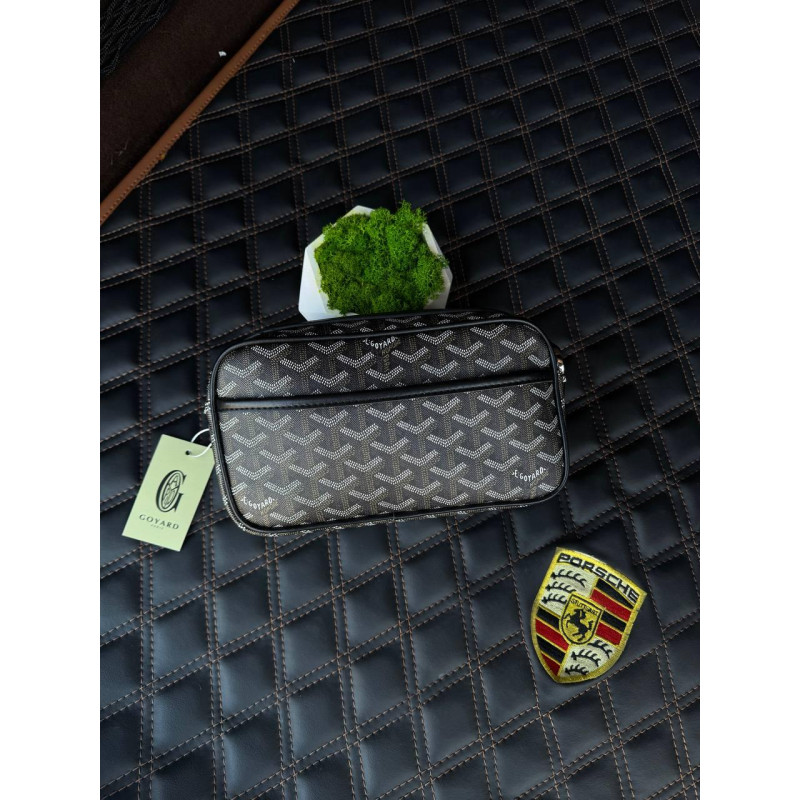 Сумка Goyard черная мужская сумка Гоярд через плечо кожаная барсетка Гоярд месенджер мужской Гоярд Париж кросбоди