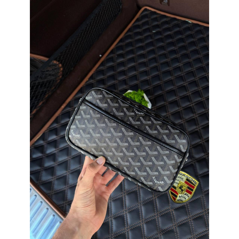 Сумка Goyard черная мужская сумка Гоярд через плечо кожаная барсетка Гоярд месенджер мужской Гоярд Париж кросбоди