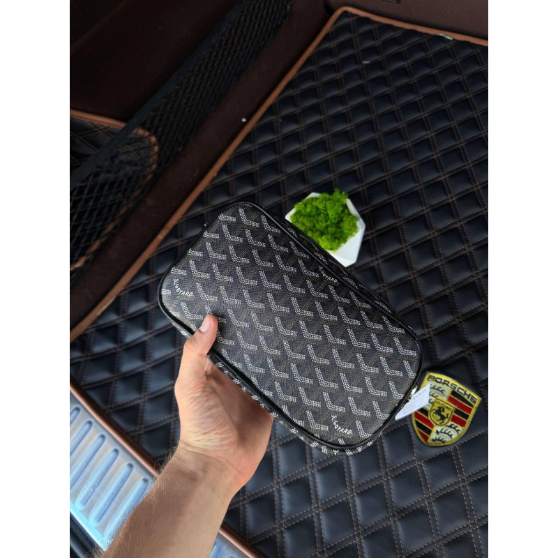 Сумка Goyard черная мужская сумка Гоярд через плечо кожаная барсетка Гоярд месенджер мужской Гоярд Париж кросбоди