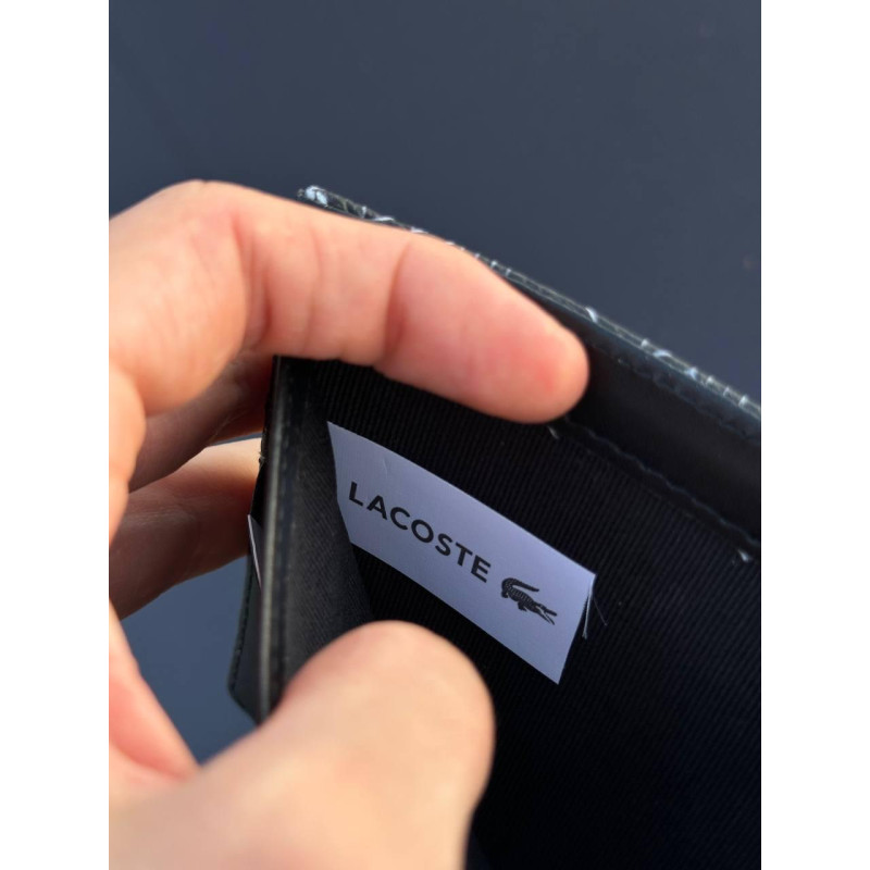 Гаманець Lacoste шкіряний чоловічий гаманець Лакост портмоне кардхолдер Лакоста коричневий шкіряний стильний