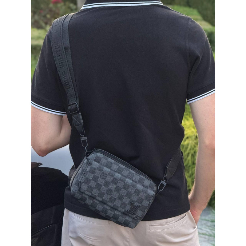 Сумка Louis Vuitton чоловіча спортивна сумка Лв через плече месенджер Луї Віттон Барсетка шкіряна LV чорна чоловіча через плече Су