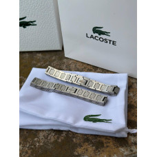 Браслет Lacoste monogram з коробкою на зап'ясті срібний браслет чоловічий Лакост монограм на руку Лакоста сірий