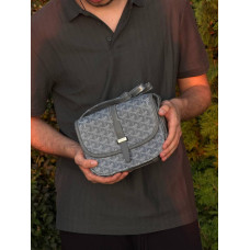 Сумка Goyard Paris сіра через плече барсетка Гоярд чоловіча сіра шкіряна спортивна сумка кросбоді барсетка месенджер Гоярд