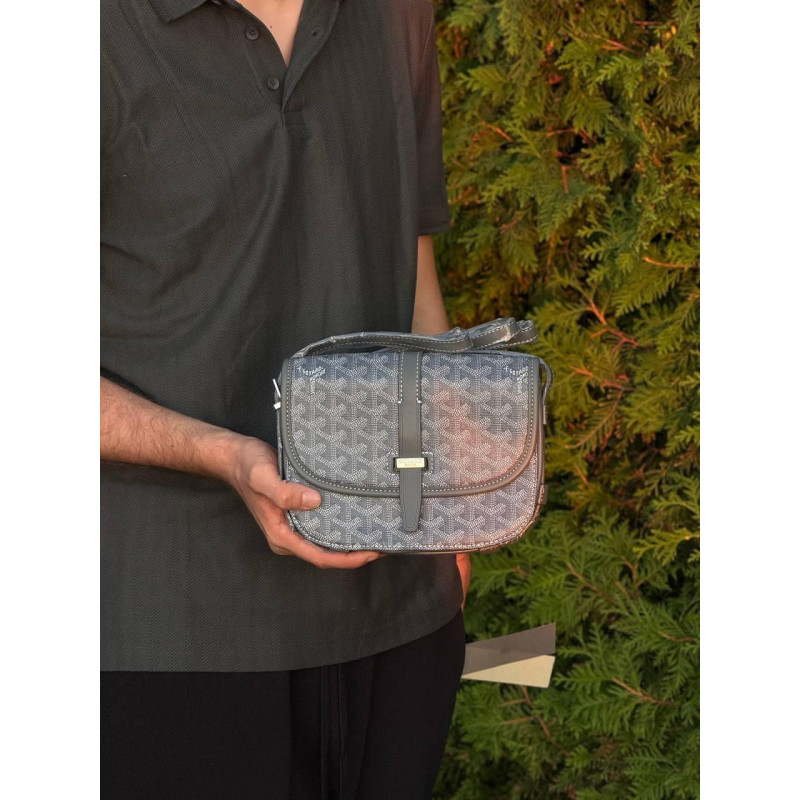 Сумка Goyard Paris сіра через плече барсетка Гоярд чоловіча сіра шкіряна спортивна сумка кросбоді барсетка месенджер Гоярд