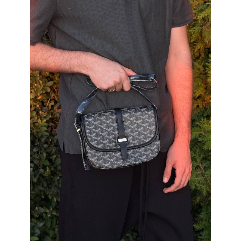 Сумка Goyard Paris чорна чоловіча сумка барсетка через плече месенджер чоловічий Гоярд барсетка чорна через плече Гоярд