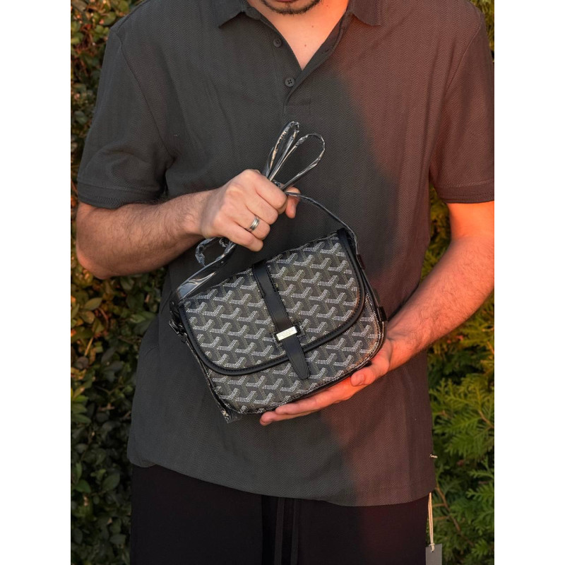 Сумка Goyard Paris чорна чоловіча сумка барсетка через плече месенджер чоловічий Гоярд барсетка чорна через плече Гоярд