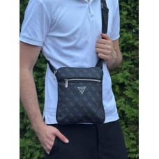 Сумка Guess Vezzola Smart чоловіча через плече шкіряна барсетка месенджер Гуес чорна спортивна сумка Гусес месенджер чорний