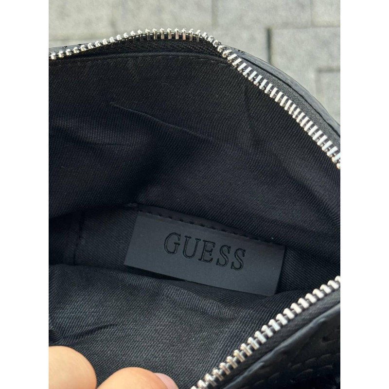 Сумка Guess Vezzola Smart чоловіча через плече шкіряна барсетка месенджер Гуес чорна спортивна сумка Гусес месенджер чорний