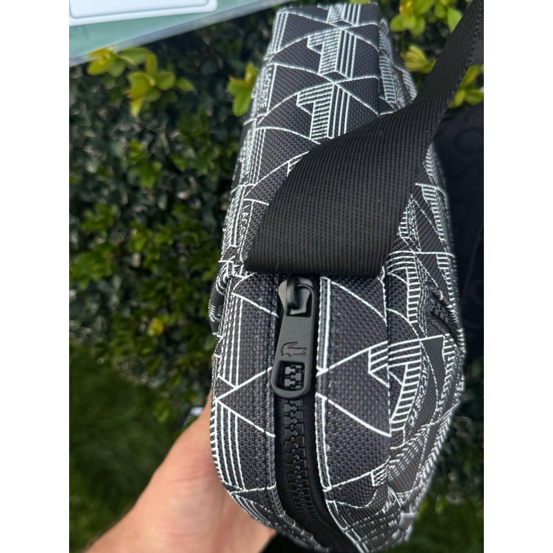 Сумка Lacoste monogram Bag чоловіча сумка через плече Лакост чорна спортивна месенджер чоловічий чорний Лакоста монограм