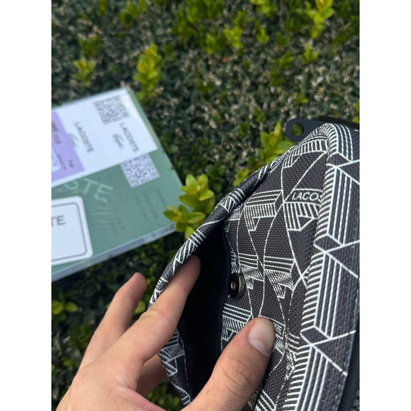 Сумка Lacoste monogram Bag чоловіча сумка через плече Лакост чорна спортивна месенджер чоловічий чорний Лакоста монограм