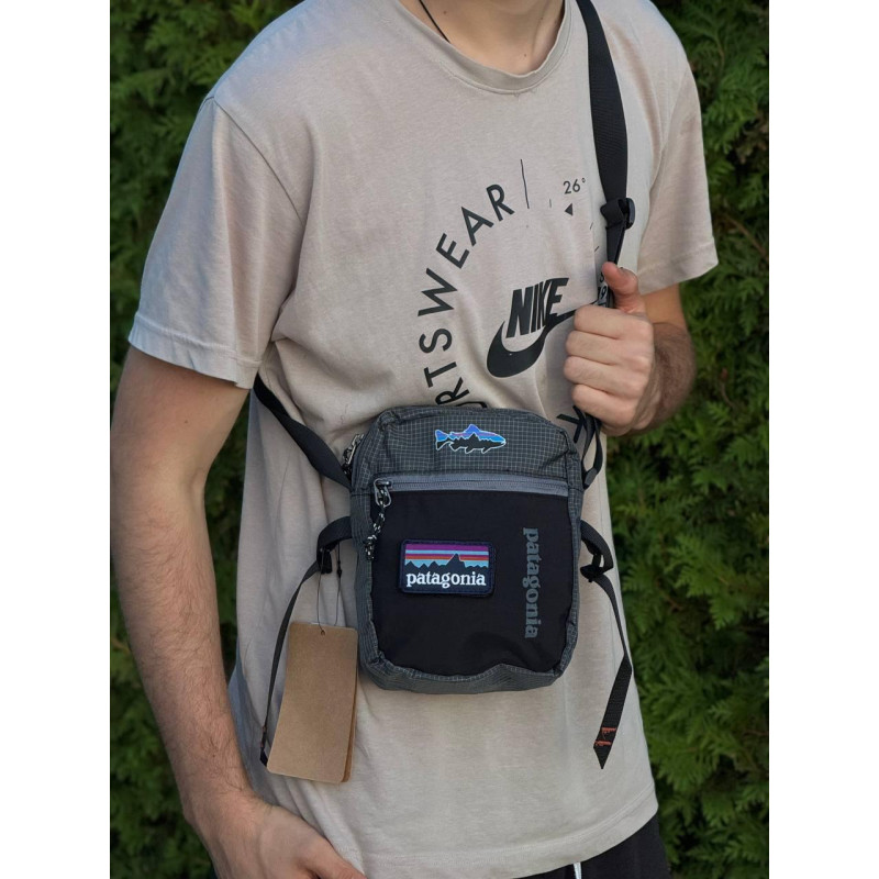 Сумка через плече Patagonia чорна сумка чоловіча Patagonia Patch з акулою чоловіча барсетка патагонія