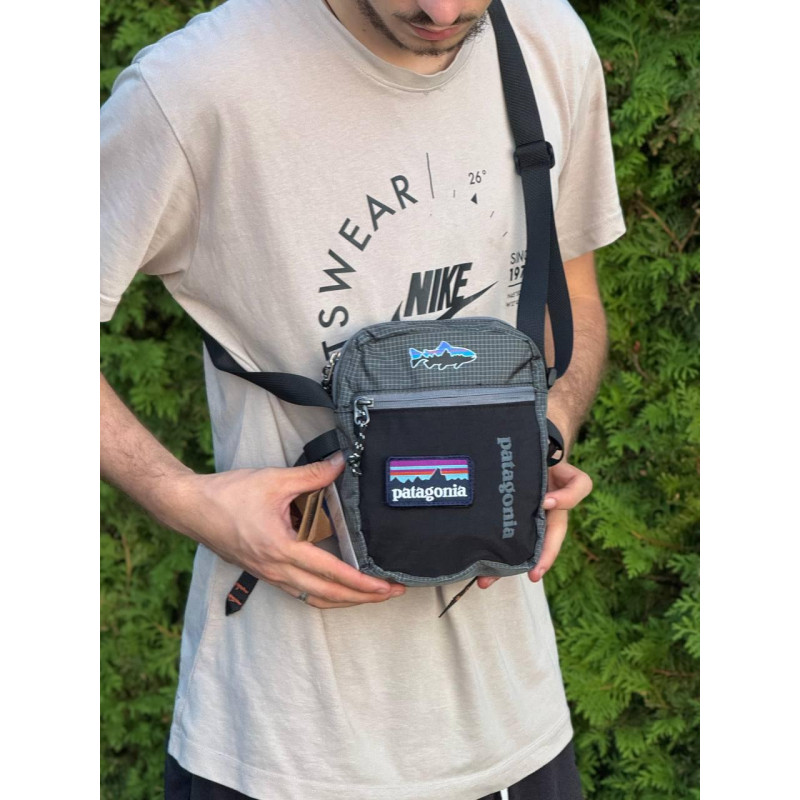 Сумка через плече Patagonia чорна сумка чоловіча Patagonia Patch з акулою чоловіча барсетка патагонія