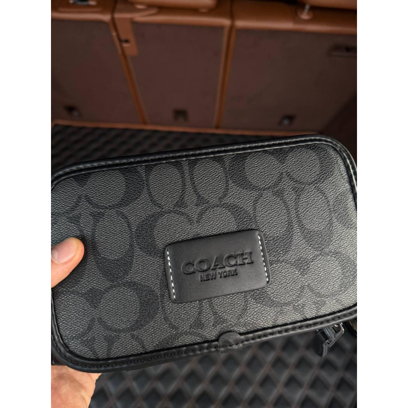 Сумка Coach чорна чоловіча сумка через плече Коач Нью фор чоловіча шкіряна барсетка Коуч спортивна чоловіча месенджер через плече