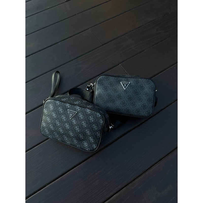 Сумка Guess крободі чоловіча сумка через плече чорна Гуес шкіряна спортивна барсетка Гуес месенджер