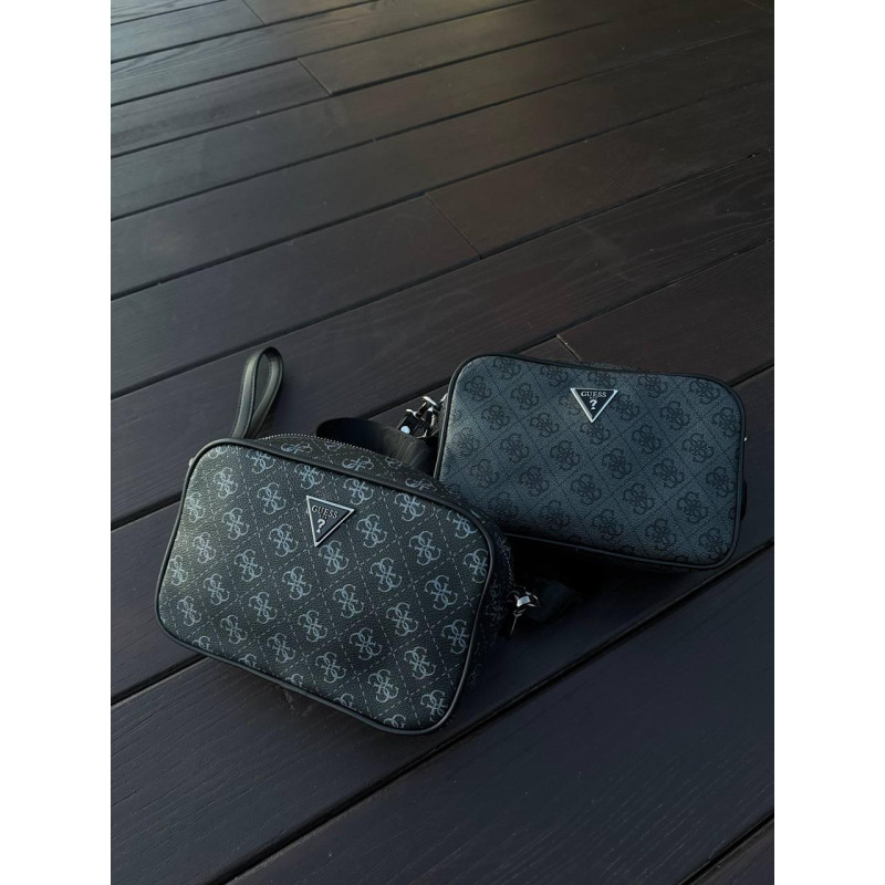 Сумка Guess крободі чоловіча сумка через плече чорна Гуес шкіряна спортивна барсетка Гуес месенджер
