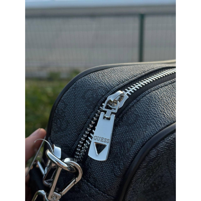 Сумка Guess крободі чоловіча сумка через плече чорна Гуес шкіряна спортивна барсетка Гуес месенджер