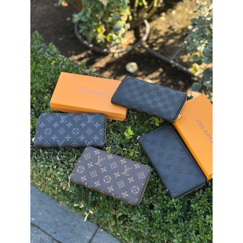 Гаманець Louis Vuitton чоловічий шкіряний чорний гаманець LV монограмний портмоне Луї Вітон візитниця Лв