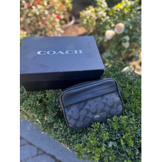 Сумка Coach New York чоловіча спортивна сумка Коач через плече шкіряна барсетка чорна Коач чоловіча