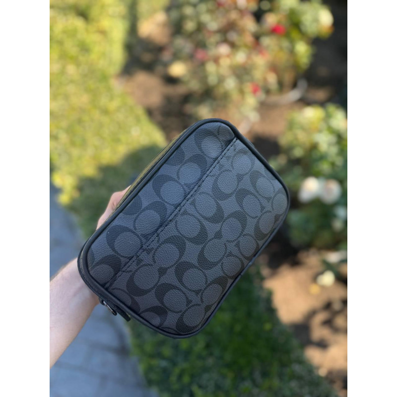Сумка Coach New York чоловіча спортивна сумка Коач через плече шкіряна барсетка чорна Коач чоловіча