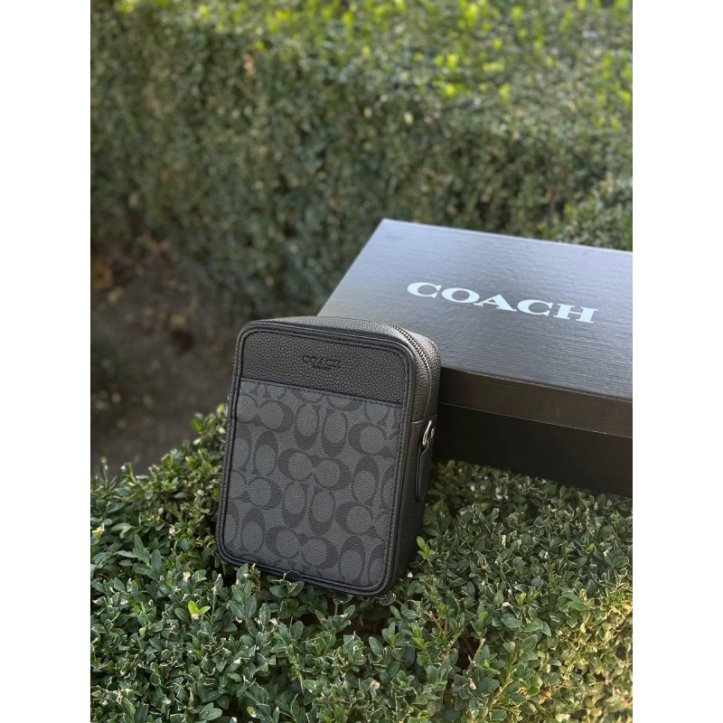 Сумка Coach New York чоловіча чорна барсетка шкіряна сумка Коач через плече месенджер Коуч чоловічий чорний