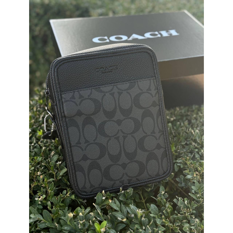 Сумка Coach New York чоловіча чорна барсетка шкіряна сумка Коач через плече месенджер Коуч чоловічий чорний