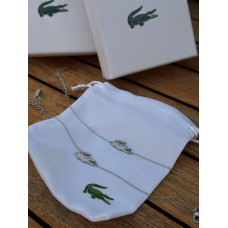 Браслет Lacoste срібний жіночий браслет Лакост монограм жіночий ланцюжок Лакоста срібна